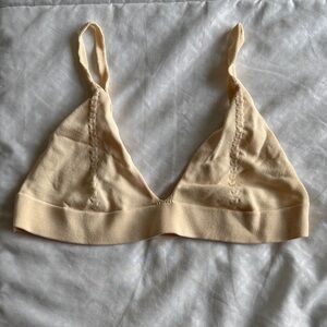Zara Soft Knit Triangle Bralette in Light Cream